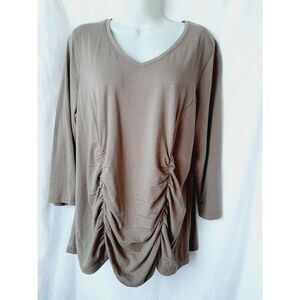 Sahalia brown soft v neck 1X top
